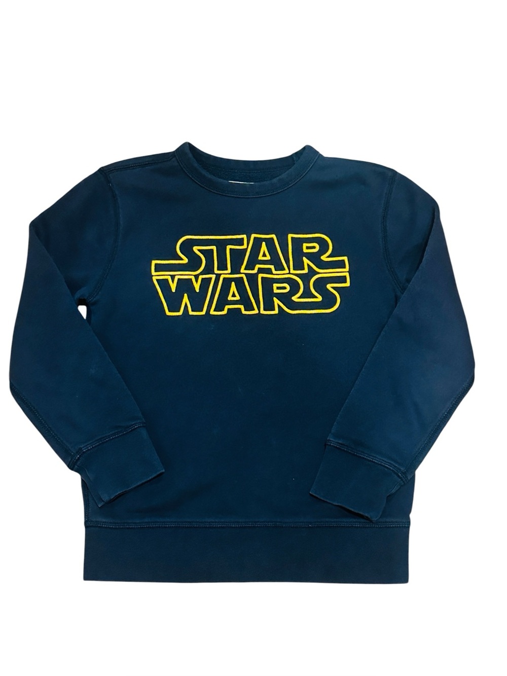 Gap Kids Star Wars Navy Long Sleeve Fleece Pullover Sweater M(8) Yellow Logo